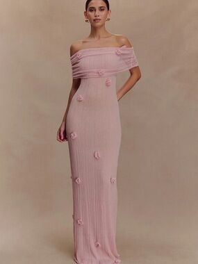 Meshki Brynn Orchid Knit Maxi Dress - Pastel Pink